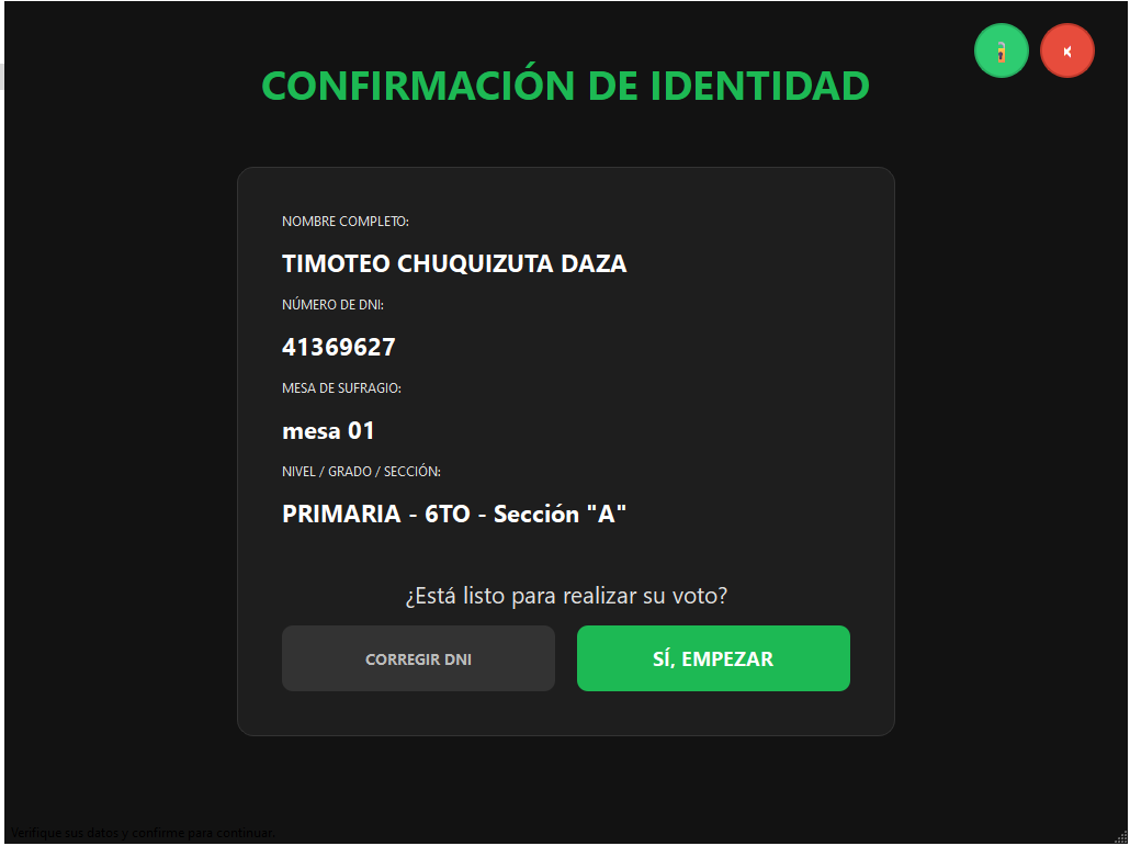 Confirmación de Identidad del Elector